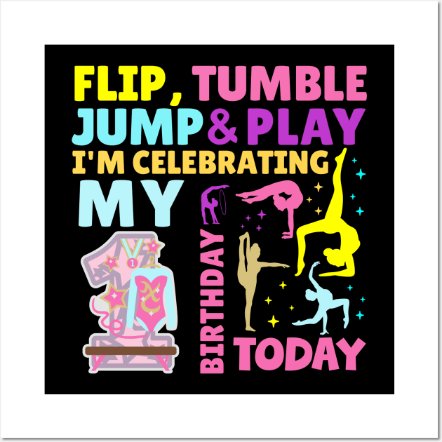 1st Birthday Gymnastics Girls Themed Party Kids One Year Old Wall Art by HollyDuck